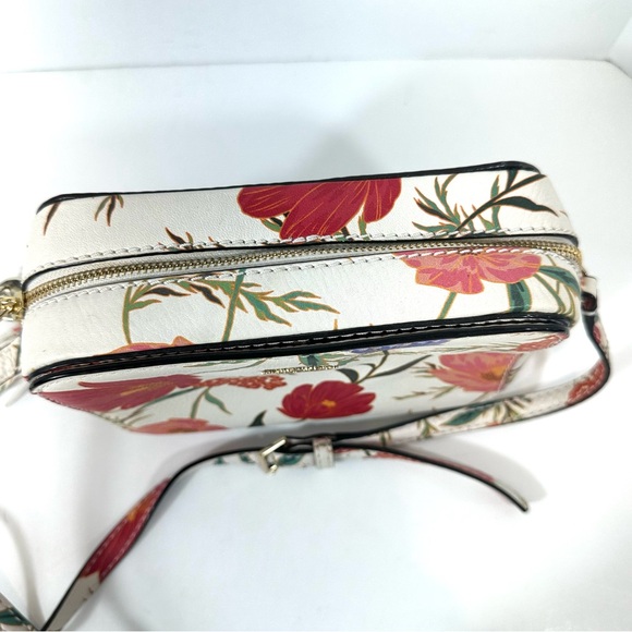 Kate Spade Floral Print Arla White Leather Crossbody Camera Bag - Picture 12 of 16